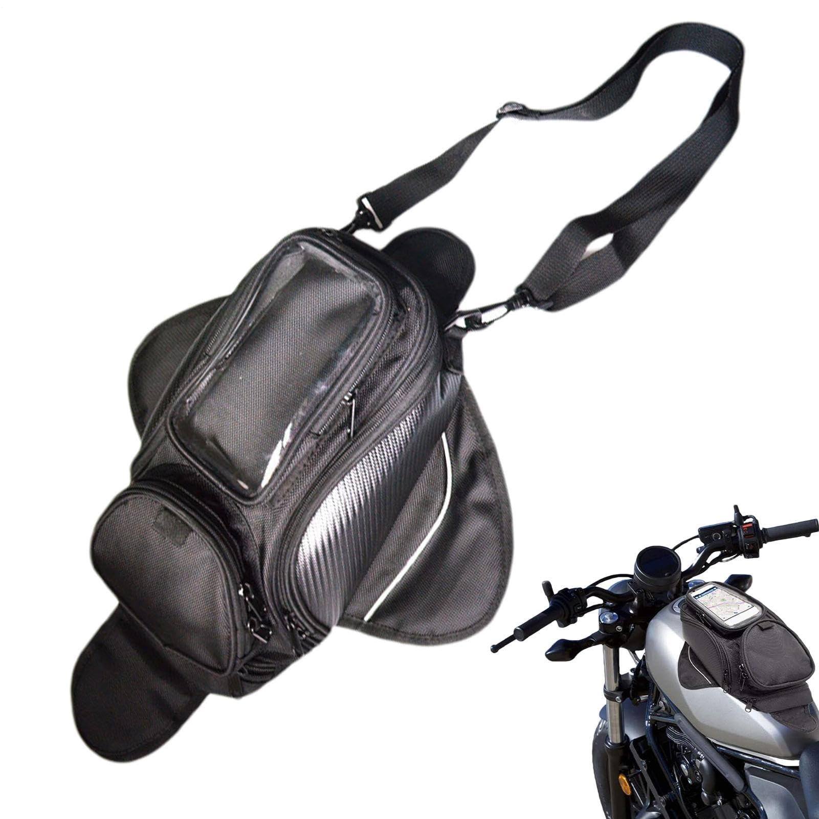 Borsa da serbatoio magnetica per moto - Confezione di custodia con custodia superiore tubolare resistente all'acqua, portapacchi da sella per motocicletta | Supporto robusto e sicuro a sgancio rapido