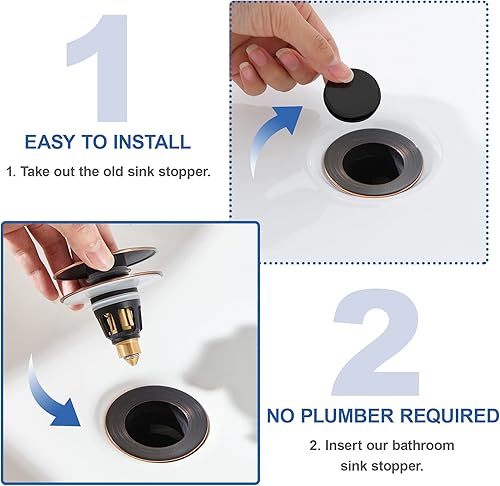 Miniatura 7 de Tapón universal 3 en 1 para lavabo de baño, tapón de drenaje desplegable para fregadero, botón de repuesto de tapón de drenaje para lavabo, tapón