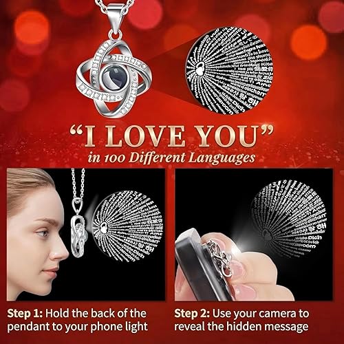 Miniatura 3 de 2 Rosas Preservadas Regalo para Mujeres - Rosa Eterna con Collar I Love You - Regalos Románticos de Cumpleaños para Novia Mamá Ella Esposa Abuela en