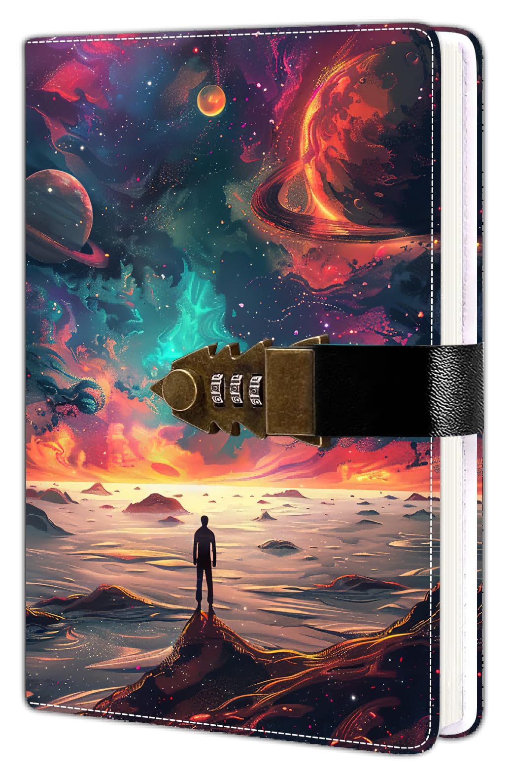 HwxBen Personal Diary with Lock - A5 Size PU Leather Cover 244 Pages Lockable Notebook for Adults & Teens Ideal as a Gift or for Creative Ideas