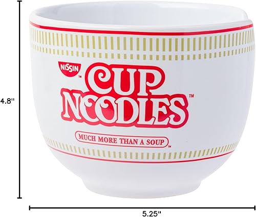 Miniatura 9 de Silver Buffalo Nissin Classic Cup Noodles Logo Mucho Más Que Una Sopa Tazón de Fideos Ramen de Cerámica con Palillos, Apto para Microondas, 20 Onzas