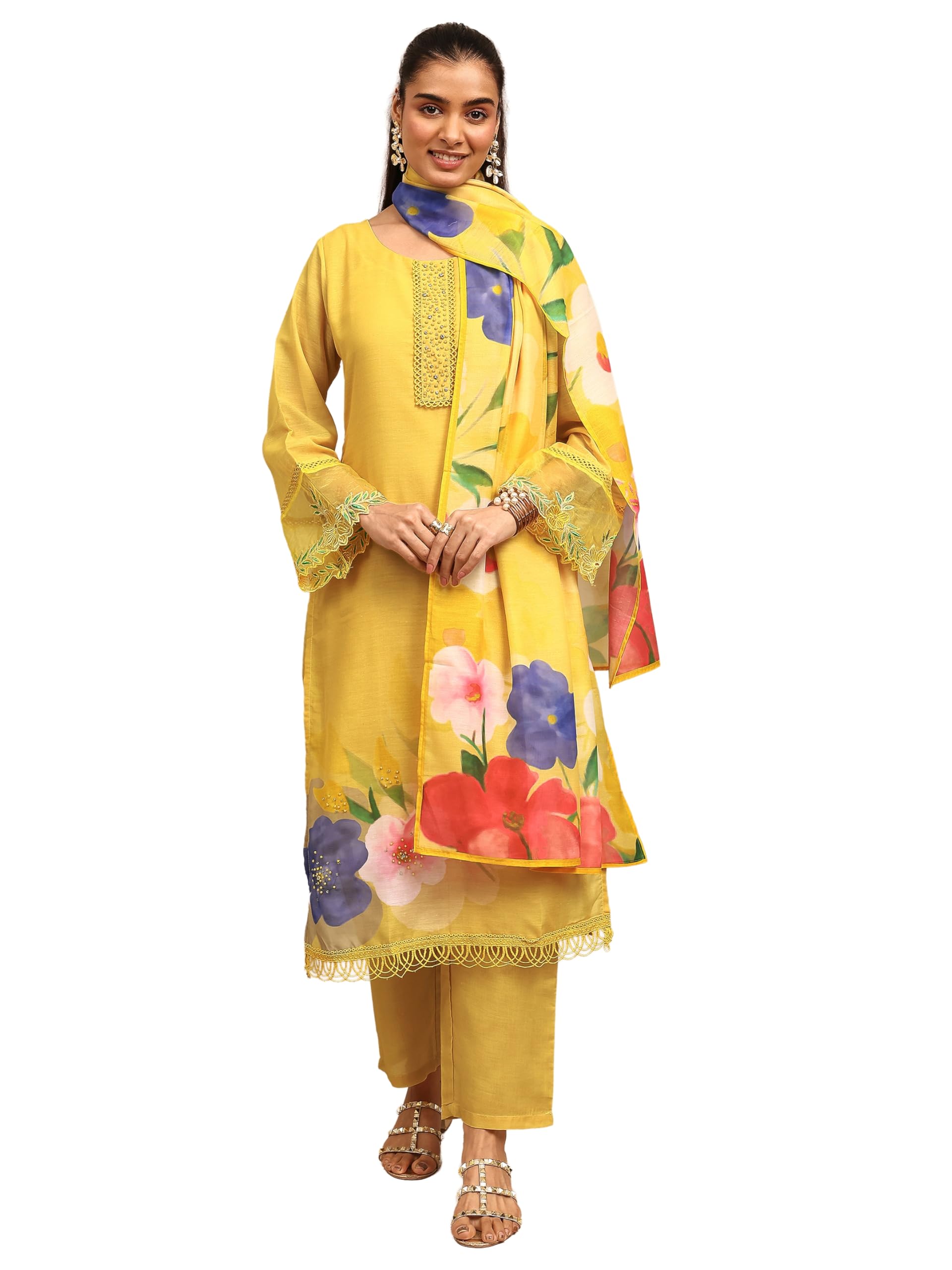 libas Printed Cotton Blend Straight Kurta With Trouser and Dupatta-picture-24