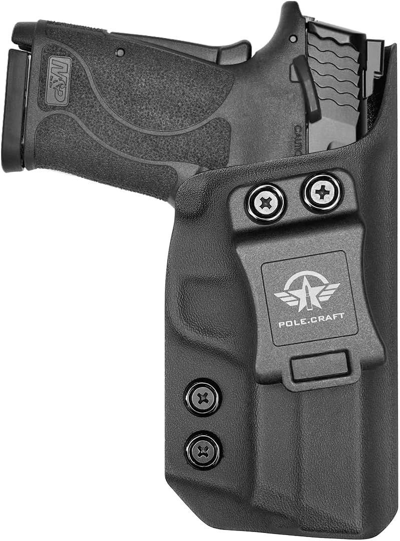 POLE.CRAFT M&P Shield EZ Holster IWB Kydex Holster Fit: Smith & Wesson M&P 9mm Shield EZ & S&W M&P 9 Shield EZ M2.0 Pistol- Inside Waistband - Adj. Cant Retention - Cover Mag-Buttom