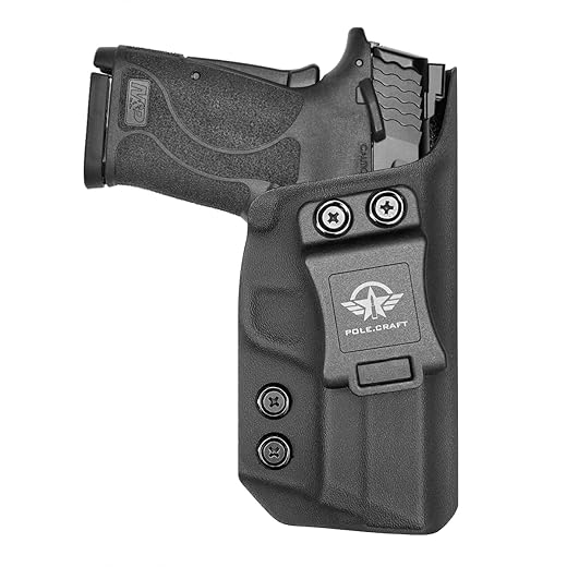 POLE.CRAFT M&P Shield EZ Holster IWB Kydex Holster Fit: Smith & Wesson M&P 9mm Shield EZ & S&W M&P 9 Shield EZ M2.0 Pistol- Inside Waistband - Adj. Cant Retention - Cover Mag-Buttom