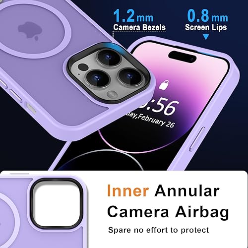 Miniatura 5 de MOCCA Funda magnética fuerte para iPhone 14 Pro Max compatible con Magsafe Protección de grado militar de 10 pies Funda translúcida mate delgada a