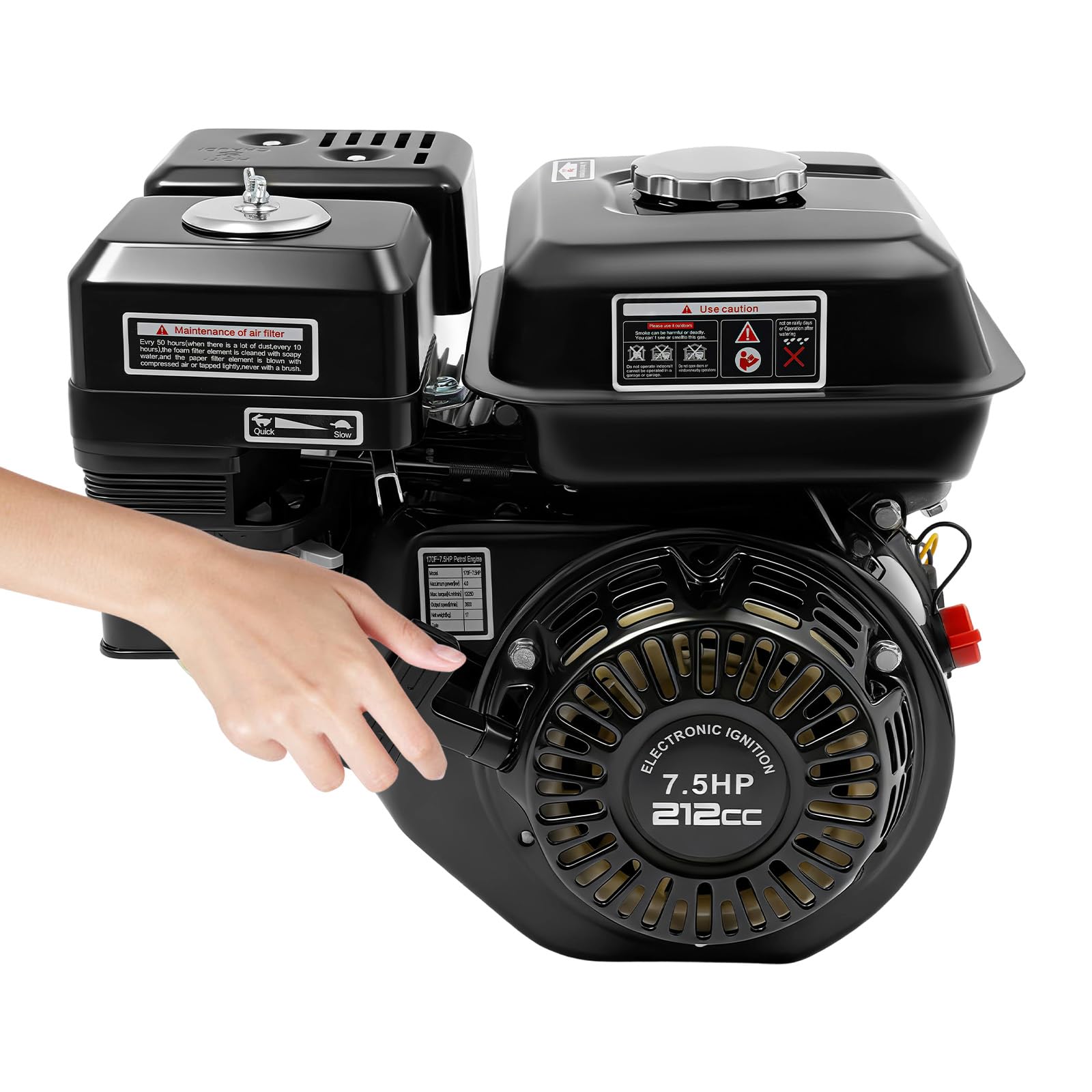 Motor de gasolina de 7,5 CV de 4 tiempos, motor de estacionamiento, motor de 3,6 L, motor industrial de repuesto, 3600 rpm, refrigeración por aire, arranque industrial, motor de gasolina OHV