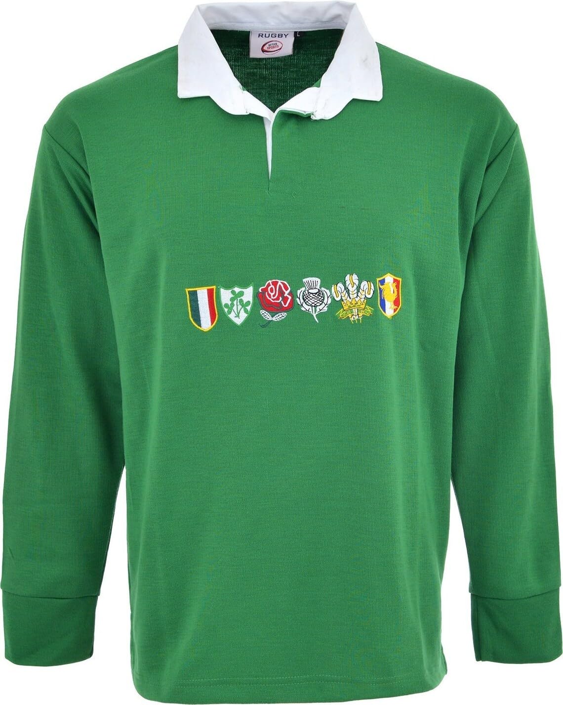Activewear Men 6 Nation Full Sleeve Rugby Fan Shirts Size S to 5XL (M, Green)