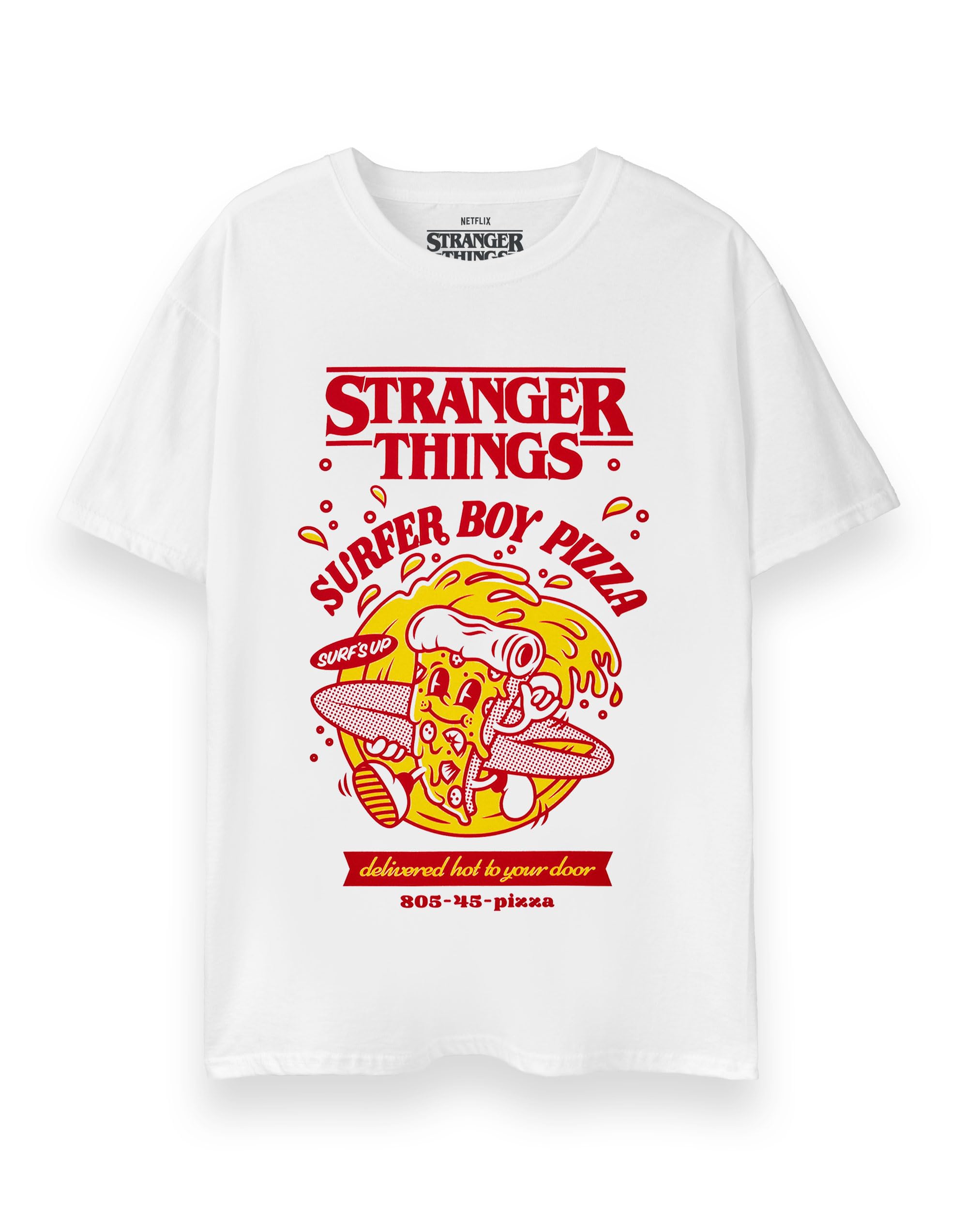Stranger Things Mens T-Shirt | Adults Surfer Pizza Boy Short