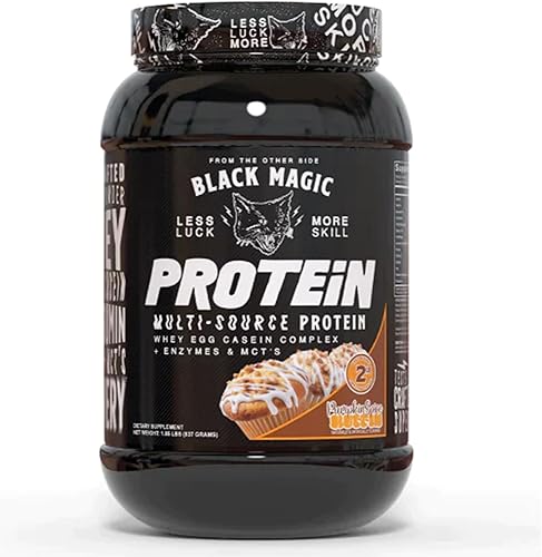 Black Magic - Proteína multifuente, preentrenamiento y después del entrenamiento, 2 libras, 0.81 oz de proteína, suero de leche, enzimas de albúmina