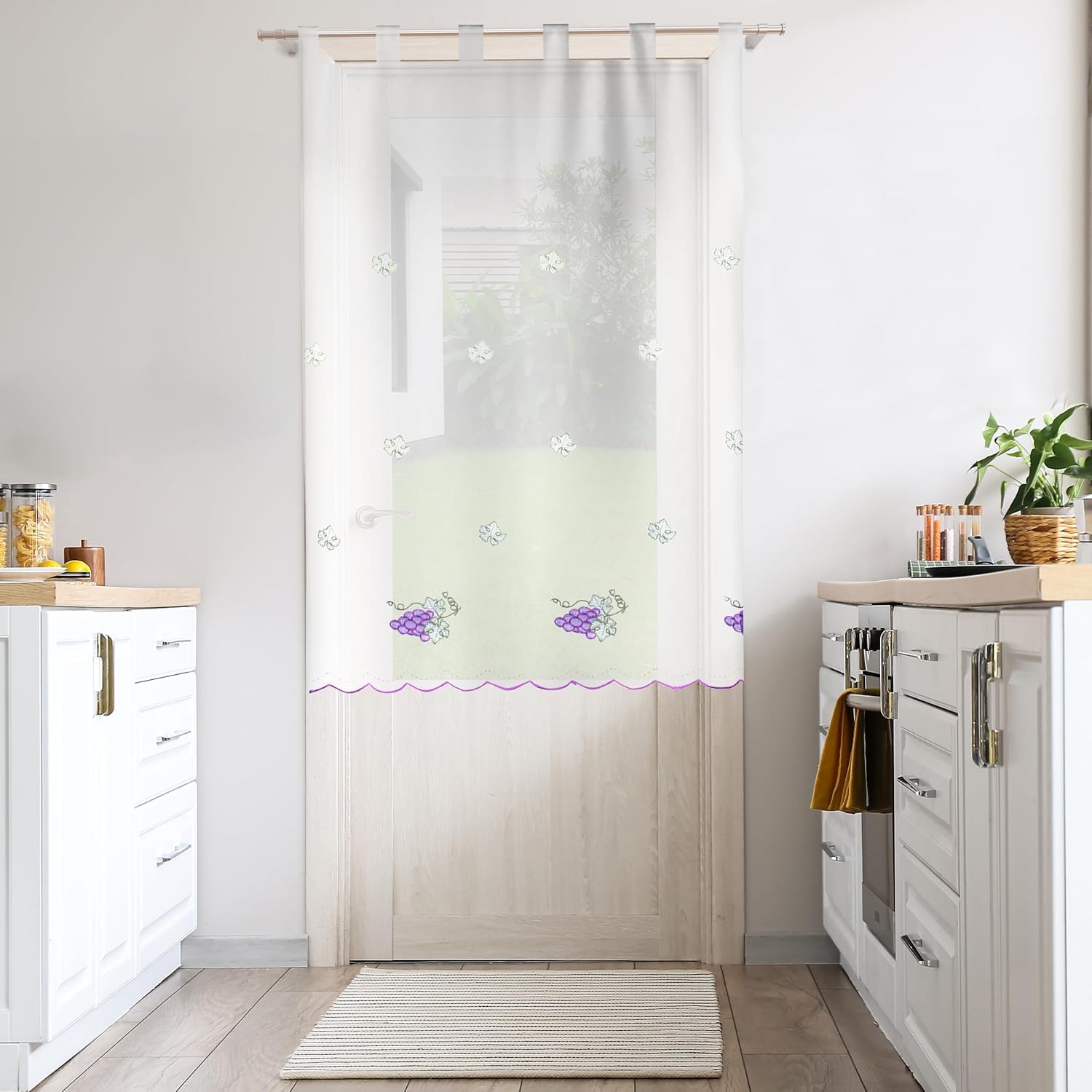 DH DREAMER HOME Visillos Estampados Translúcidos para Cocina, Comedor o Puertas 100x150cm – Gasa Fina Decorativa