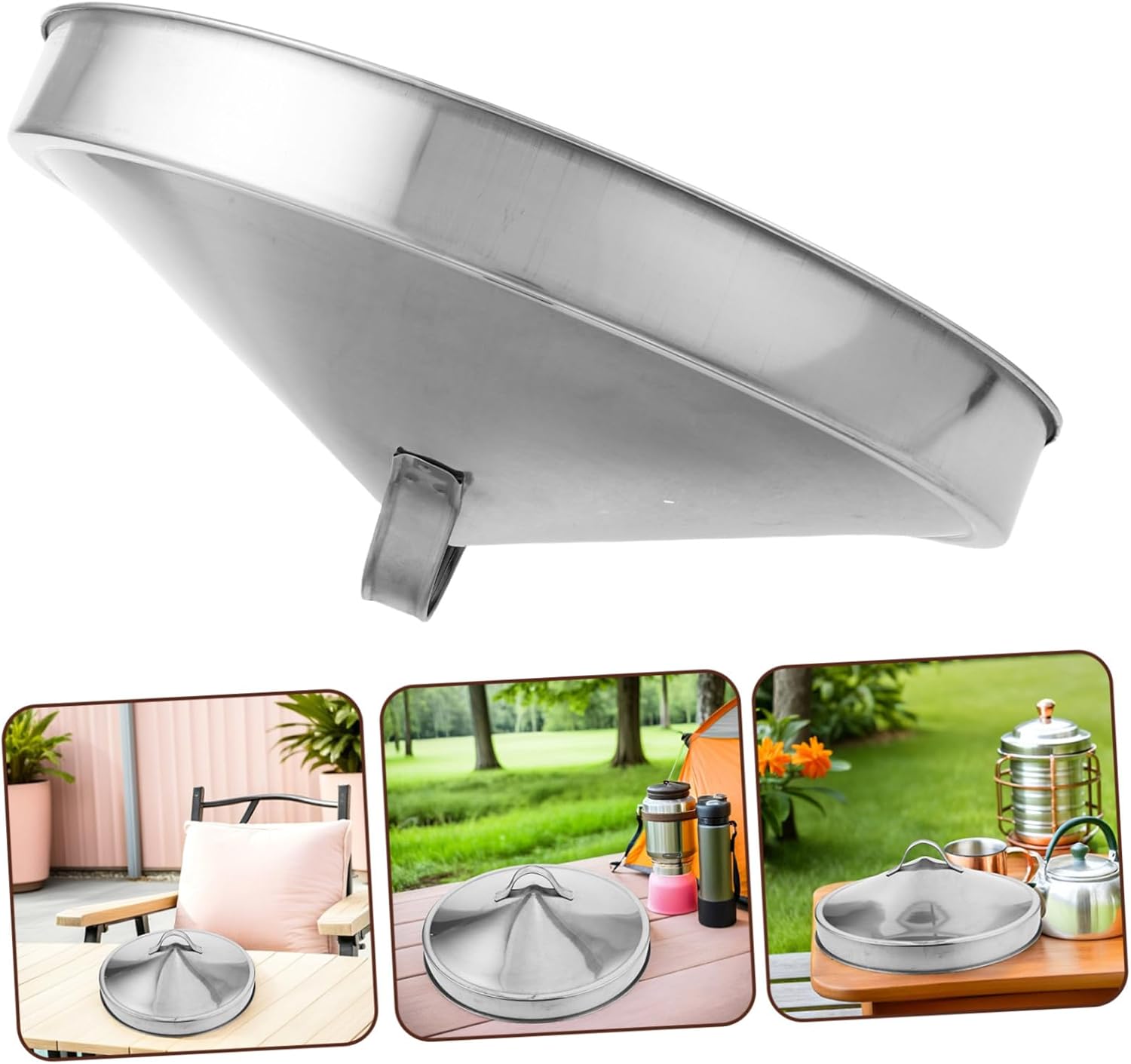 Stainless Steel Fire Pit Cover Round Spark Screen Lid for Outdoor Bonfire Safety Heat-Resistant Metal Fire Pit Table Lid Portable Snuffer Tool for Camping and Patio Use