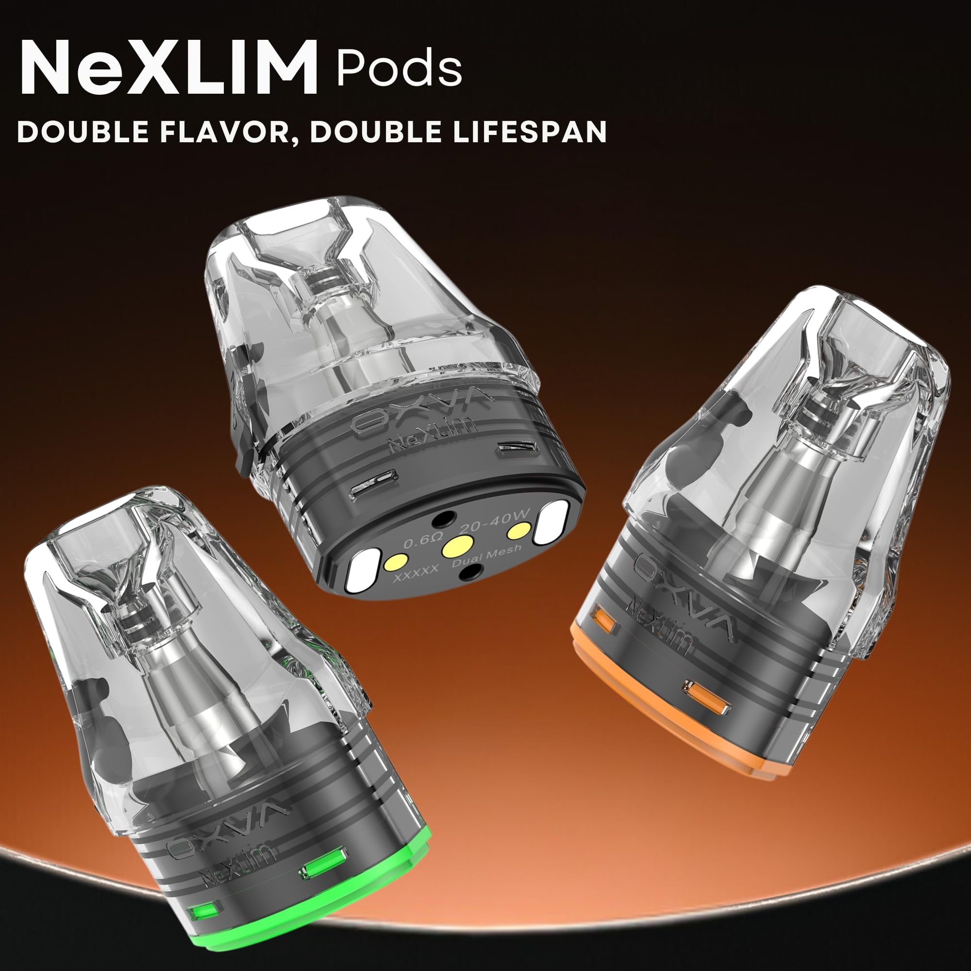 OXVA Nexlim Pods [0.8 ohm | 12w - 32w] 3 Pack - COMPATIBLE WITH: OXVA  Nexlim Pod Kits - Top-Fill Pods, MTL Vaping, Dual Mesh Build, Leak-Proof  Design, TPD Compliant, Nicotine Free: