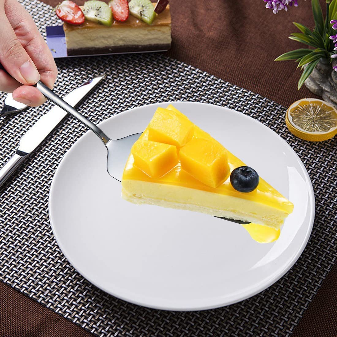 Set di Posate da Portata in Argento 10 Pezzi, Set di utensili da portata in acciaio inox con cucchiai grandi, forchette, mestoli per zuppa, sollevatore di torte e pinze per buffet
