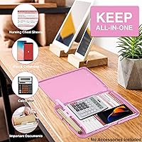 Vista 5 de Sooez - Sujetapapeles de documentos clínicos con almacenamiento, sujetapapeles de plástico resistente, de alta capacidad, con soporte para bolígrafo