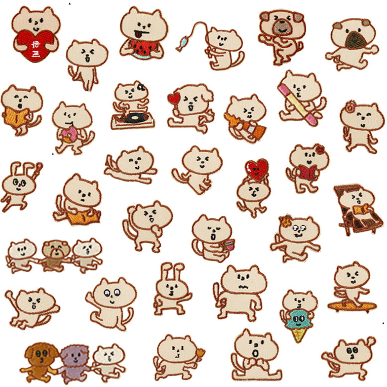 Buxuaaaa 34Pcs Animal Iron on Fabric Patches Adhesive Embroidery Applique for Jackets Backpacks Clothing Decoration Sewing Craft Fabric Repair Patches for Jackets