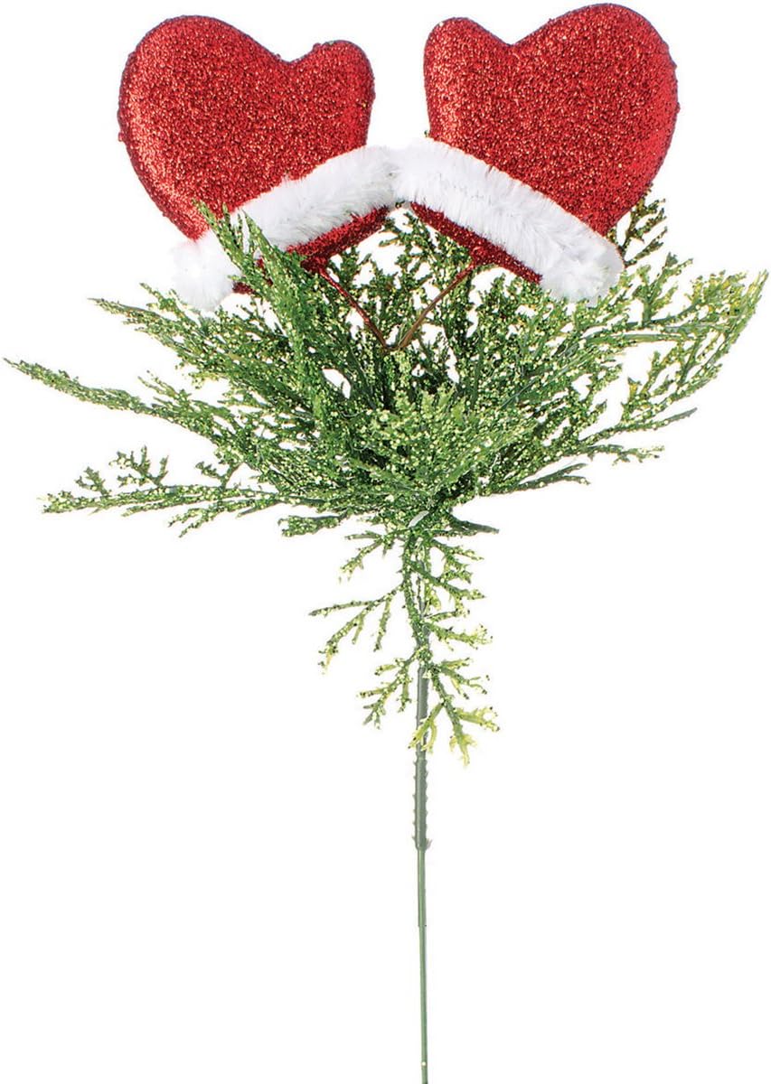 Darice Christmas Pick with Mittens: Glitter, Red/Green/White, 9 inches