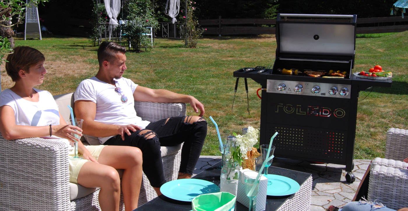 Activa Carrello per barbecue a gas Toledo 500, nero, 127 x 48 x 108 cm Activa Carrello per barbecue a gas Toledo 500, nero, 127 x 48 x 108 cm