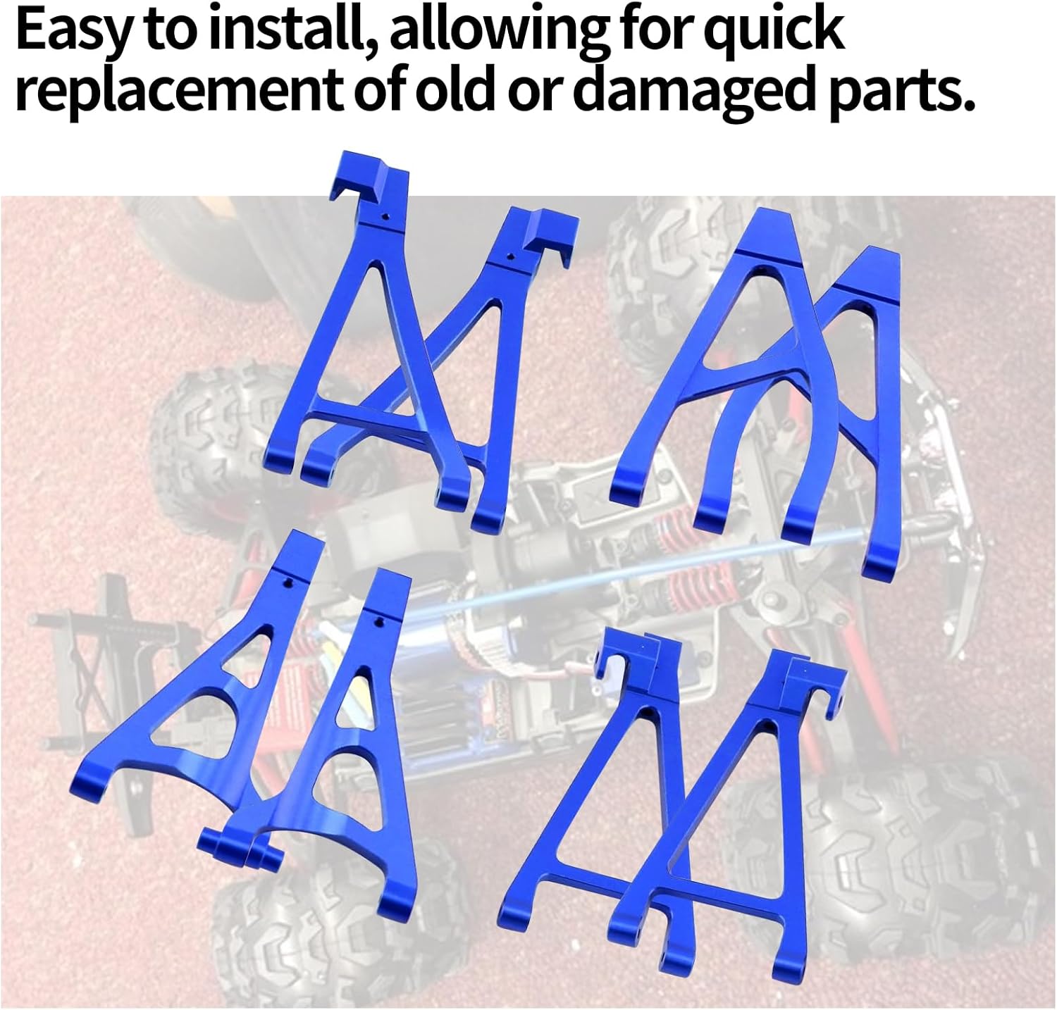 Aluminum Front Rear Upper Lower Suspension Arms for 1/16 Traxxas Summit E-Revo VXL RC Car (Blue)