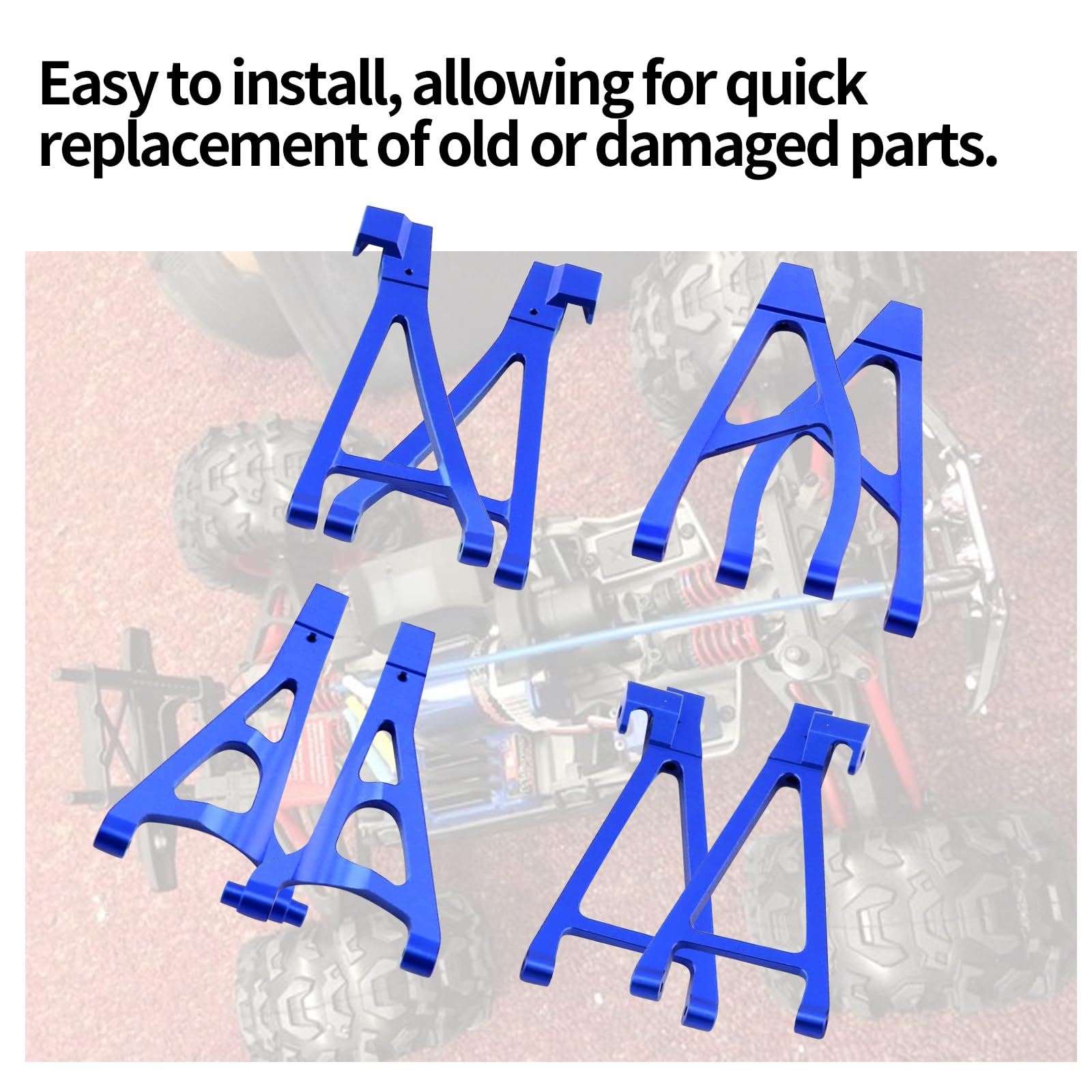 Aluminiowe przednie tylne górne dolne ramiona zawieszenia do 1/16 Traxxas Summit E-Revo VXL RC Car (niebieski)