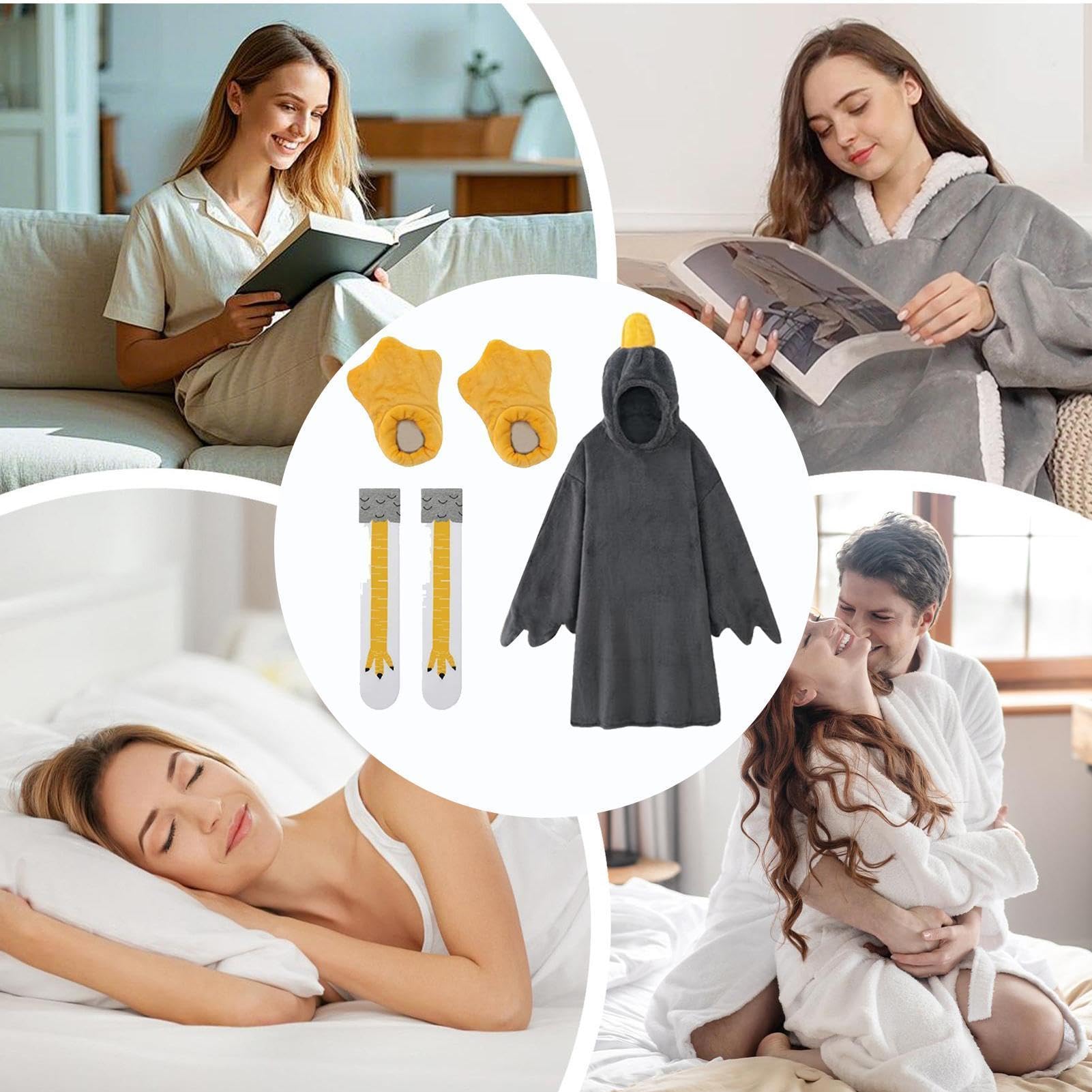 Anatra Felpa con Cappuccio Pigiama Tuta Goose Coperta Indossabile Goose Sleeping Costume | Graziosa coperta con cappuccio per la stagione fredda, camera da letto, casa, campeggio