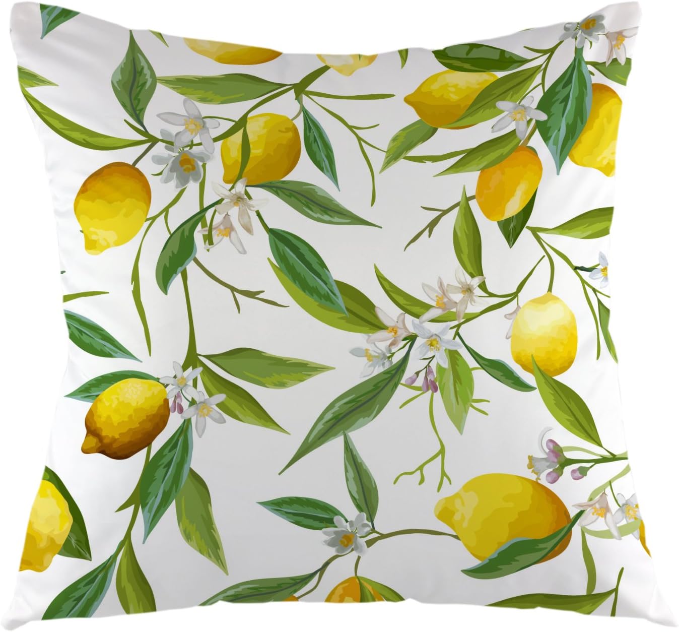 oFloral Lemon Throw Pillow Cover Plant Square Cushion Covers Fruit Leaves Pillow Case for Couch Sofa Home Bedroom Living Room Decorative 18 x 18 Inch Pillowcase