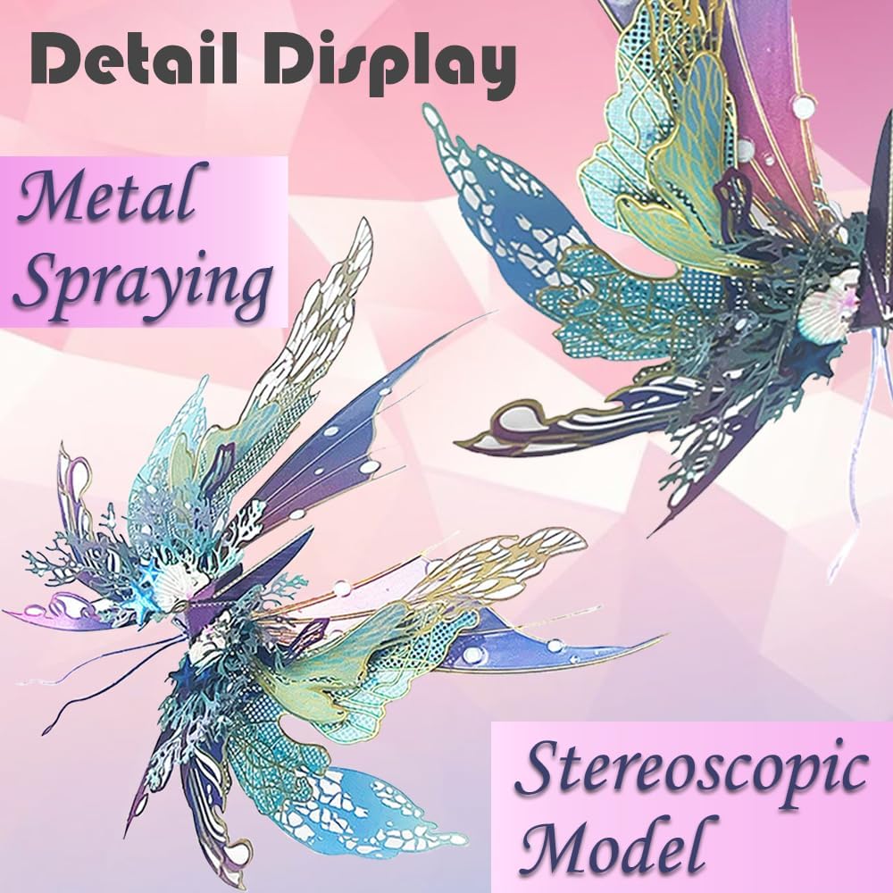 3D Metal Puzzles for Adults,Butterfly Model Building Kits,Cute Insect Design,Brain Teaser Puzzle,DIY Mechanical Assembly Kit Creative Ornament Suitable for Home Decor Art Craft (Blue)