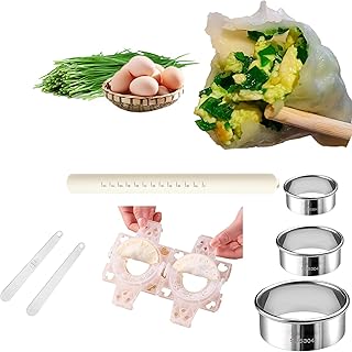 Dumpling making set of 8 pieces, including silicone rolling pin, dough maker, filling spoon, and 5-speed adjustable dumpling making mold, used for making dumpling pies and various noodle dishes