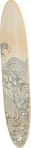 Miniatura 5 de Creative Co-Op Decoración de pared decorativa costera para tabla de surf, diseño ondulado superpuesto sobre madera natural, se cuelga vertical u