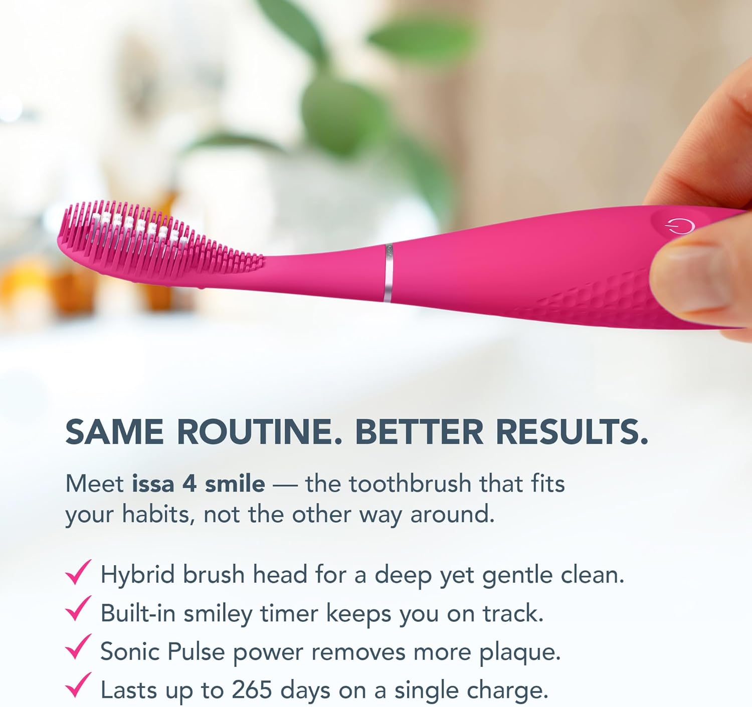 FOREO ISSA 4 Smile Electric Toothbrush – Compact & Travel-Friendly, 4-in-1 Hybrid Brush Head, Tough on Plaque, Long Battery Life (265 Days), 6-Month Brush Head Replacement
