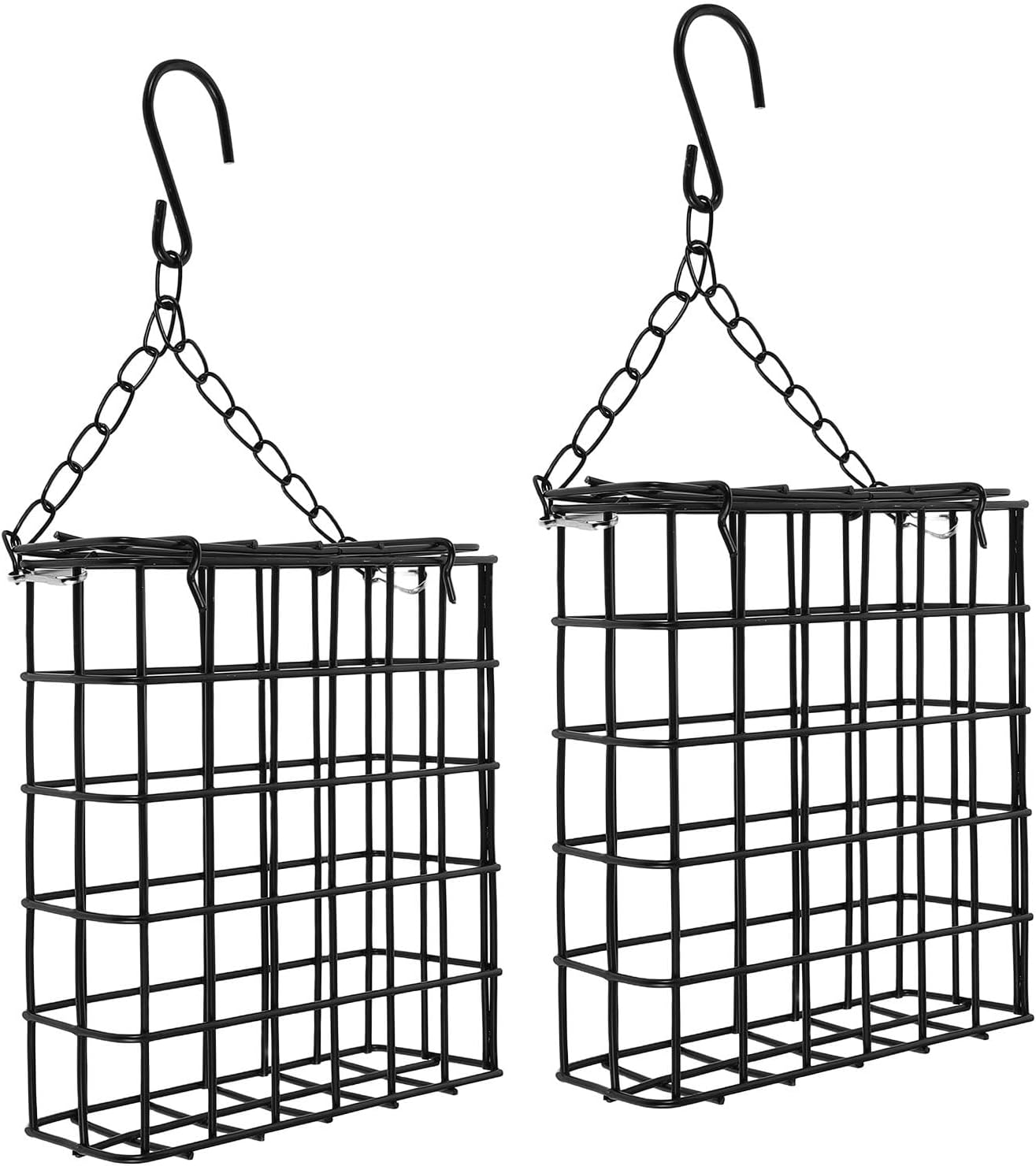 2pcs Bird Feeder with Chain Hanging Iron Wire Mesh Cage Outdoor