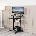 VIVO Mobile 28 dans la station de travail de bureau debout, chariot portable réglable en hauteur avec rangement, noir, CART-V02DB | Bureau compact réglable en hauteur, chariot portable roulant avec rangement, cales 132 Lbs