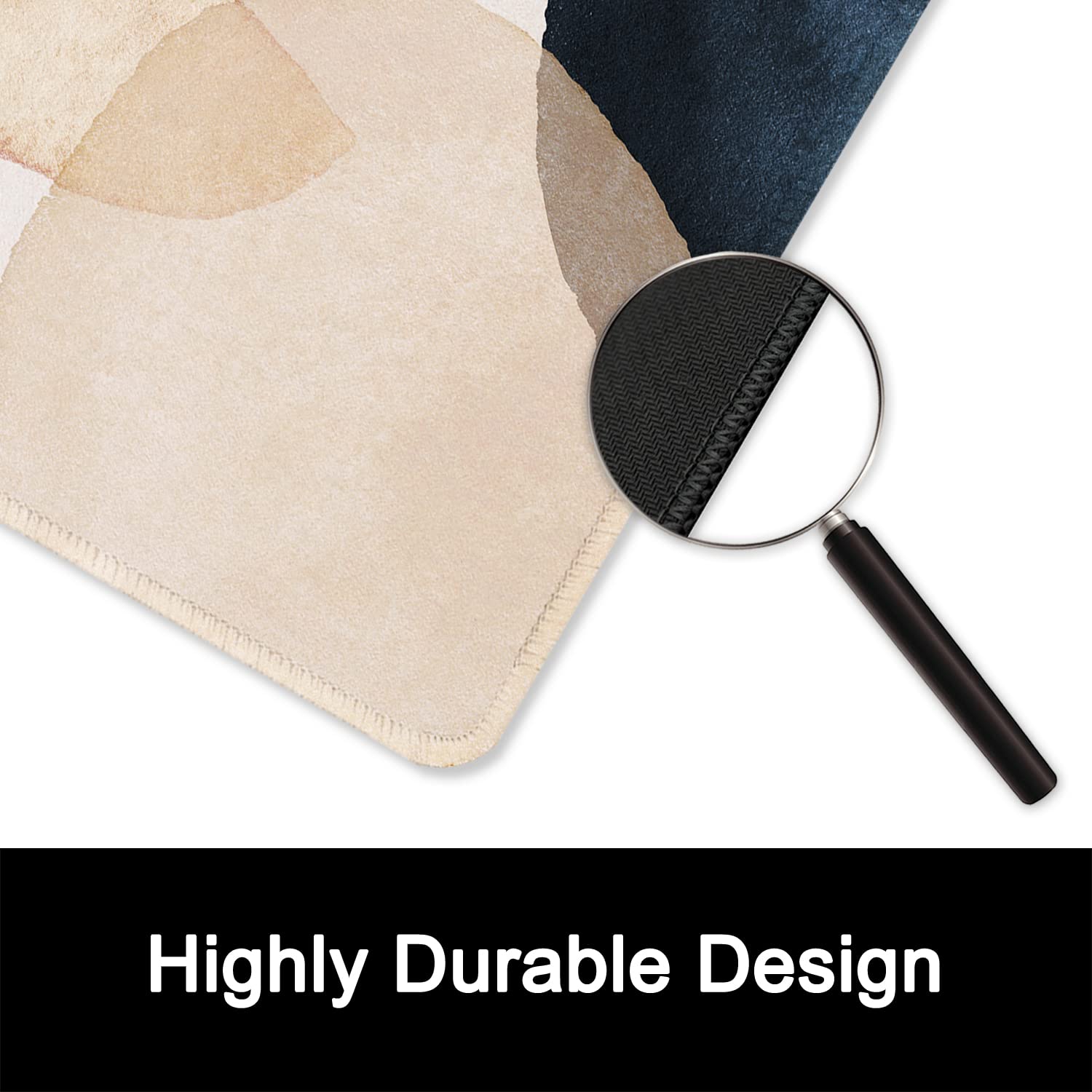 ITNRSIIET Round Mouse Pad With Stitched Edge Premium-Textured Waterproof Non-Slip Rubber Base Desktop Protection Mat Diameter 8.7 Inches, Gold Texture Black Marble