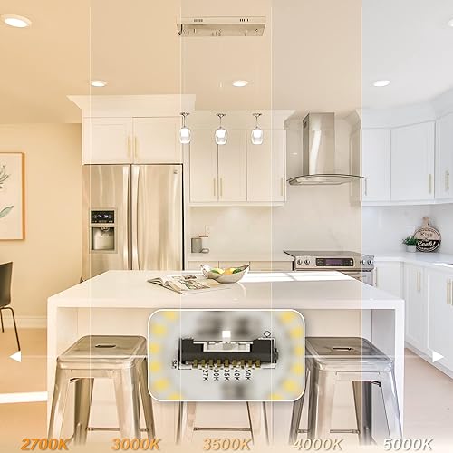 Miniatura 3 de Paquete de 20 luces LED de 6 pulgadas 5CCT seleccionables en campo de bajo perfil empotrado y montaje en superficie, redonda, 15 W, 920 lúmenes,