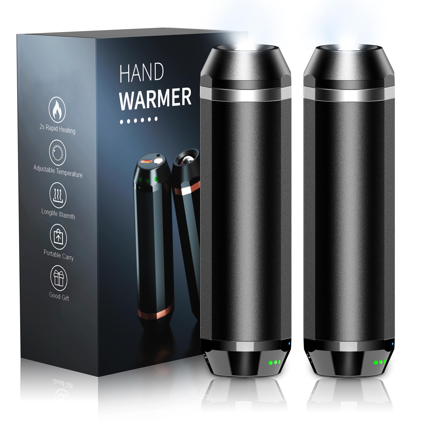 SUPPOU Magnetic Hand Warmers with Flashlight, 2-pack hand warmers rechargeable 5000mAh Battery Operated, Electric Portable Pocket Heater, 3 Levels Heat for Outdoor, Idea Gifts for Men, Women