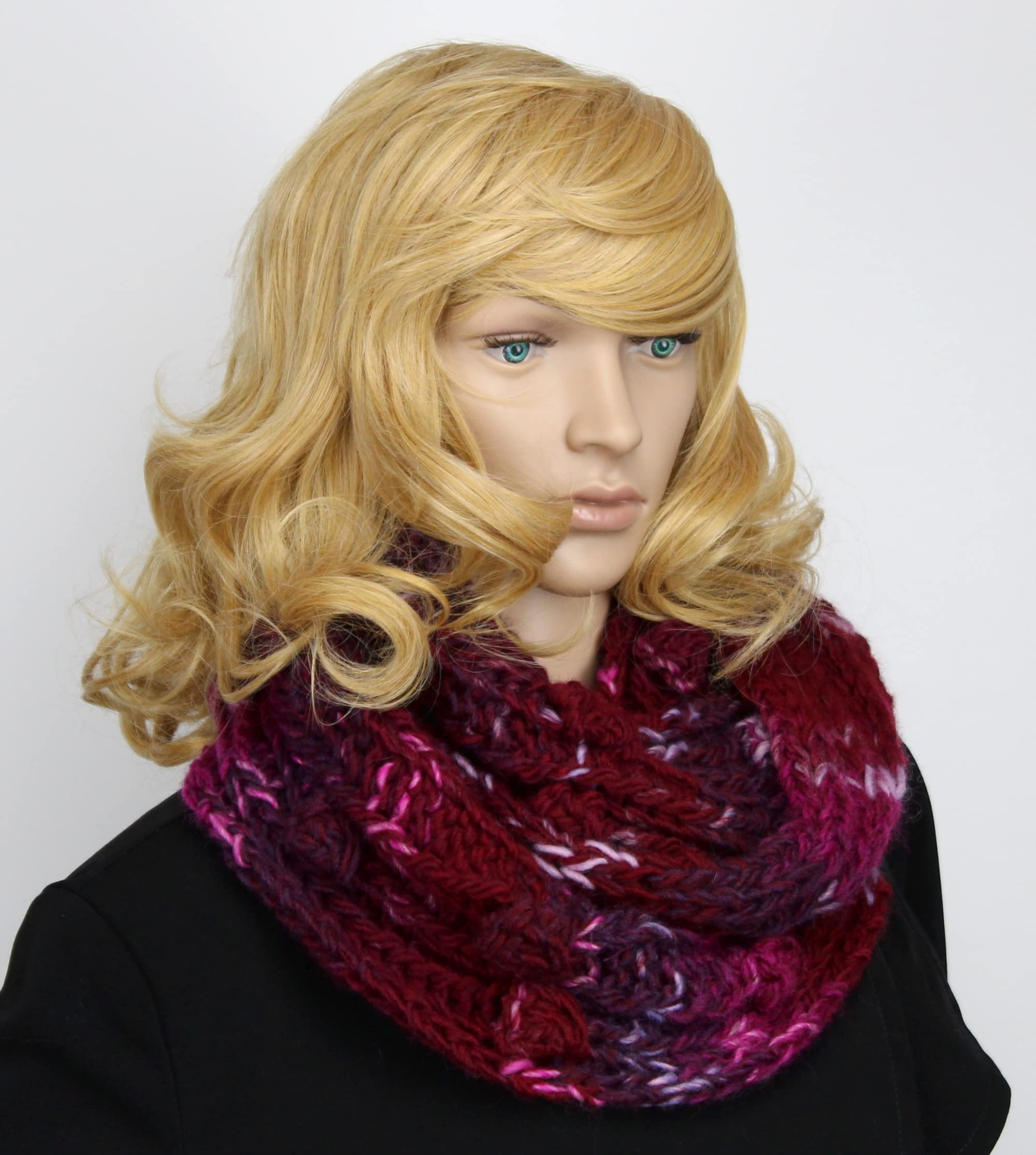 H.E.Arts Strickloop Damen weinrot meliert Schulterschmeichler Bordeaux Loop mit eingestrickten Noppen