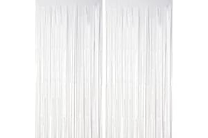 2 Pack White Tinsel Foil Fringe Curtains for Stunning Birthday Celebrations