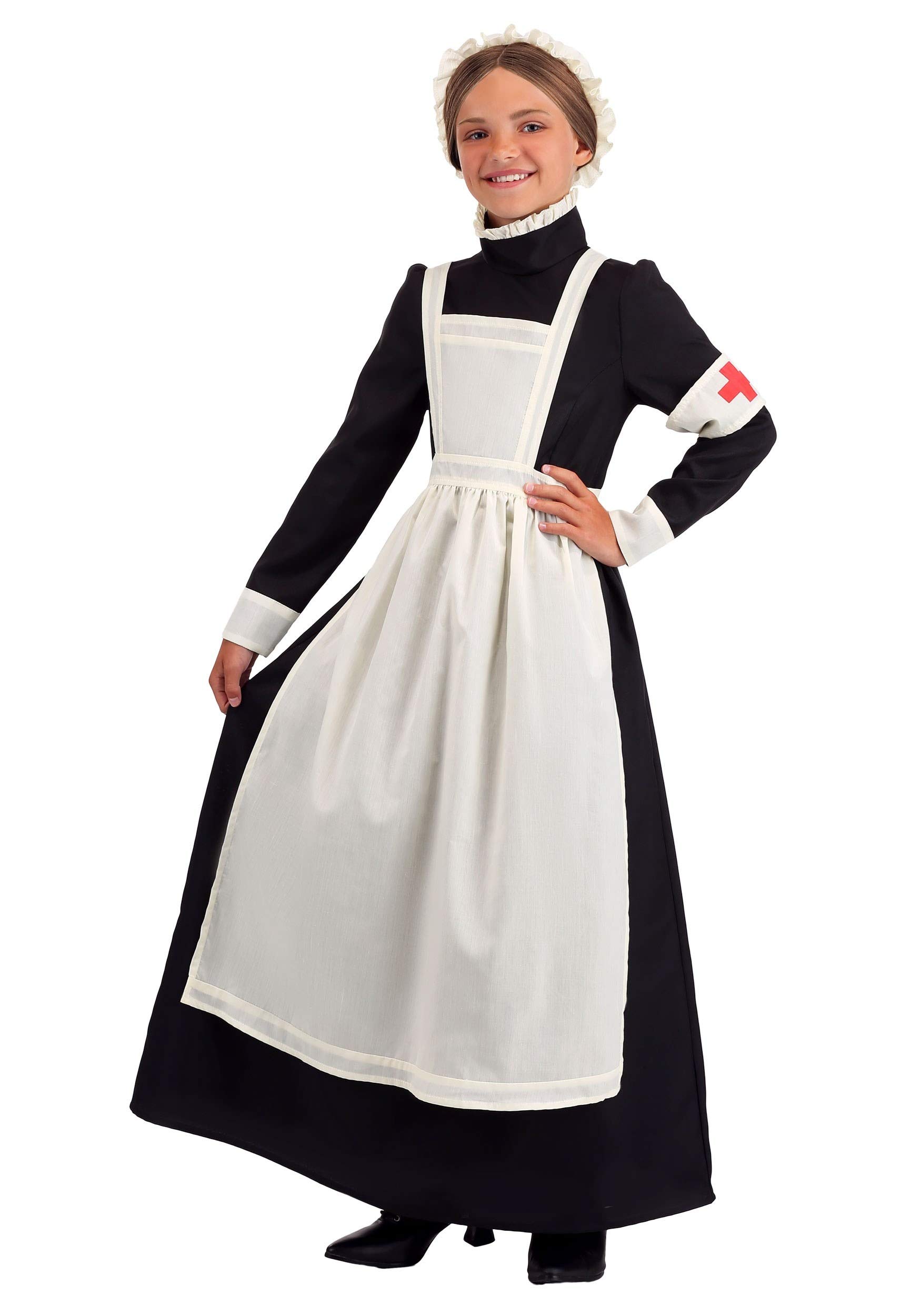 Fun Costumes Florence Nightingale Costume for Girls, British Victorian Nurse Dress for Historical School Plays or Halloween