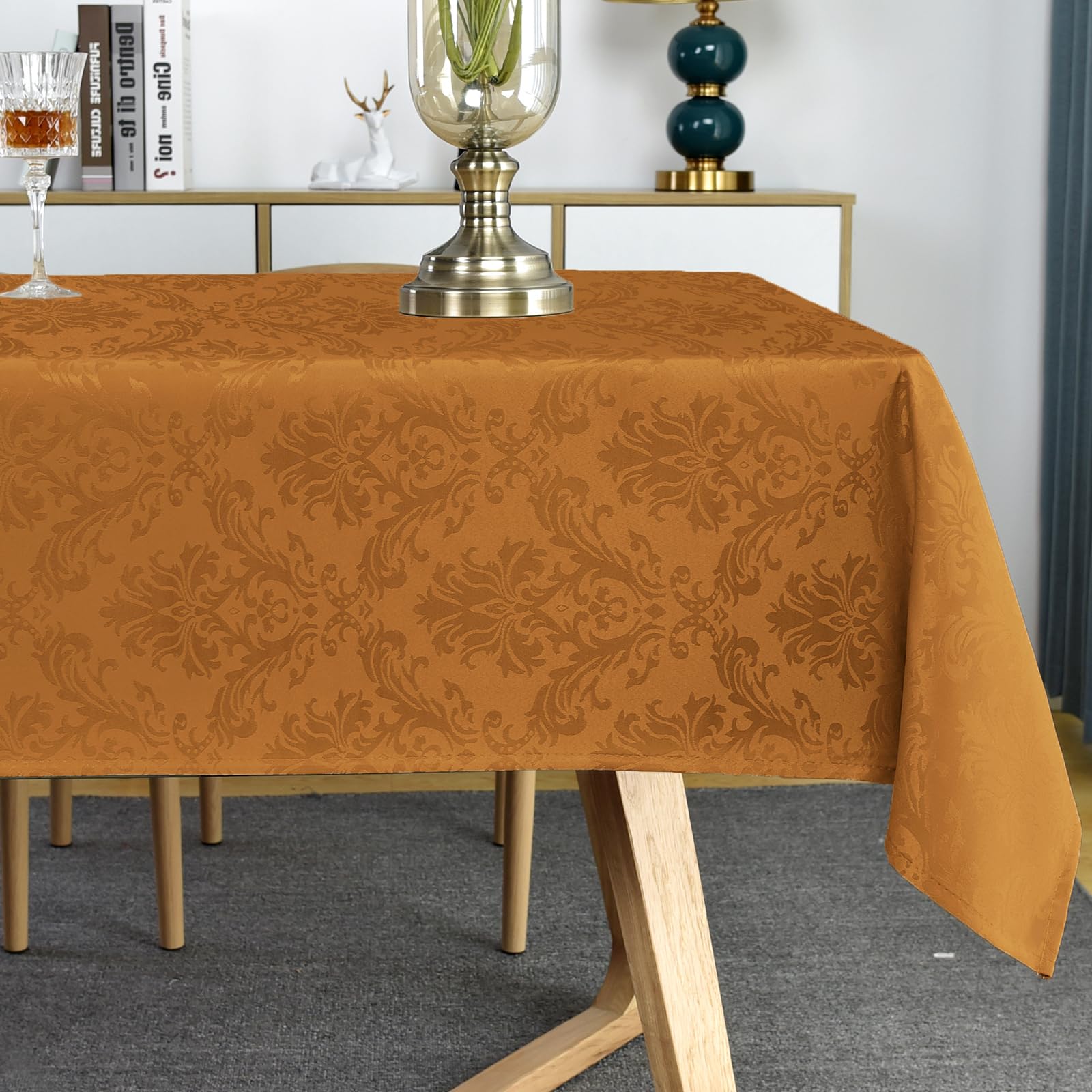 SASTYBALE Rectangle Tablecloth - 60x120 Inch Ivory Damask Jacquard | Waterproof & Wrinkle Resistant - View #8