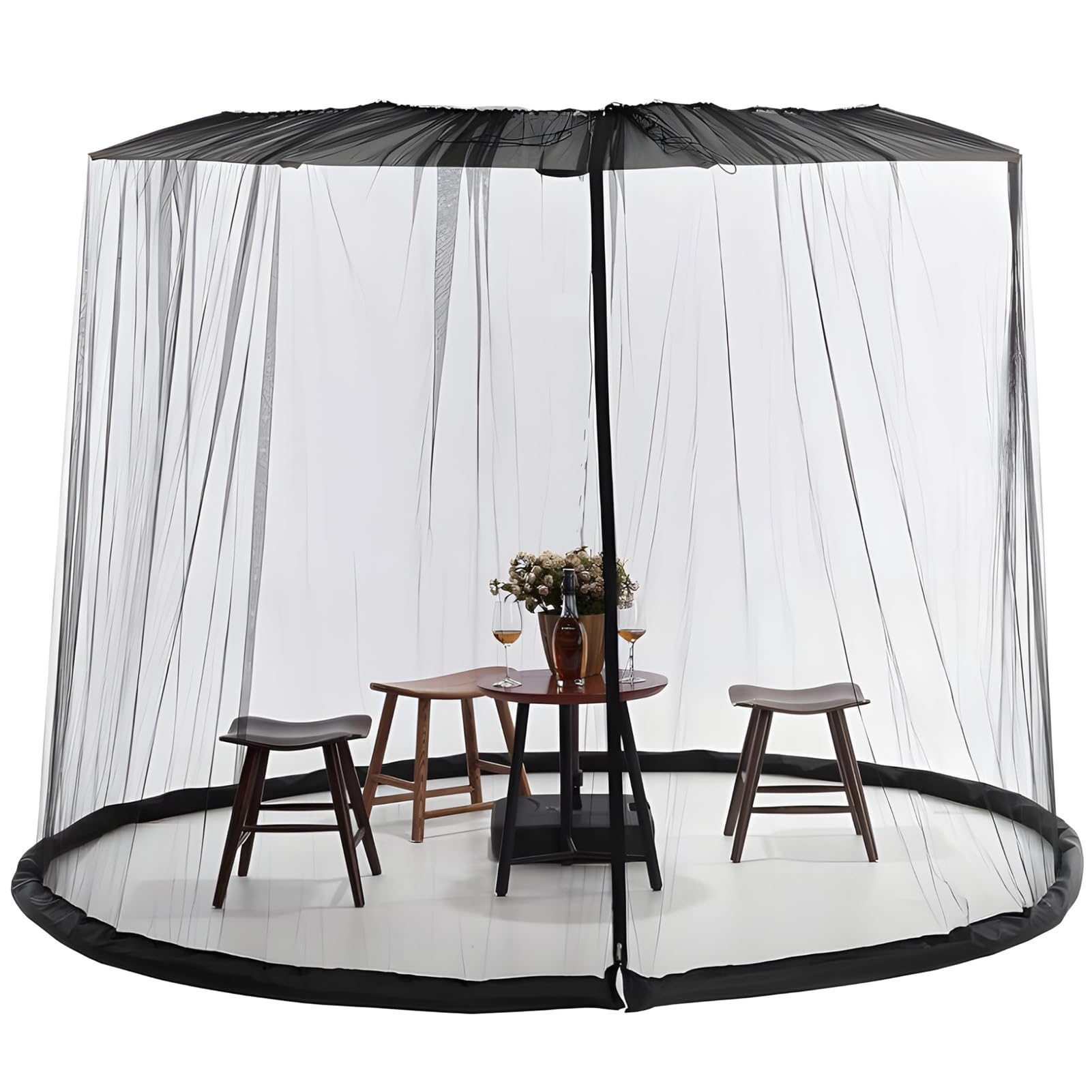 Parasol de terrasse réglable anti-insecte avec cordon élastique polyester