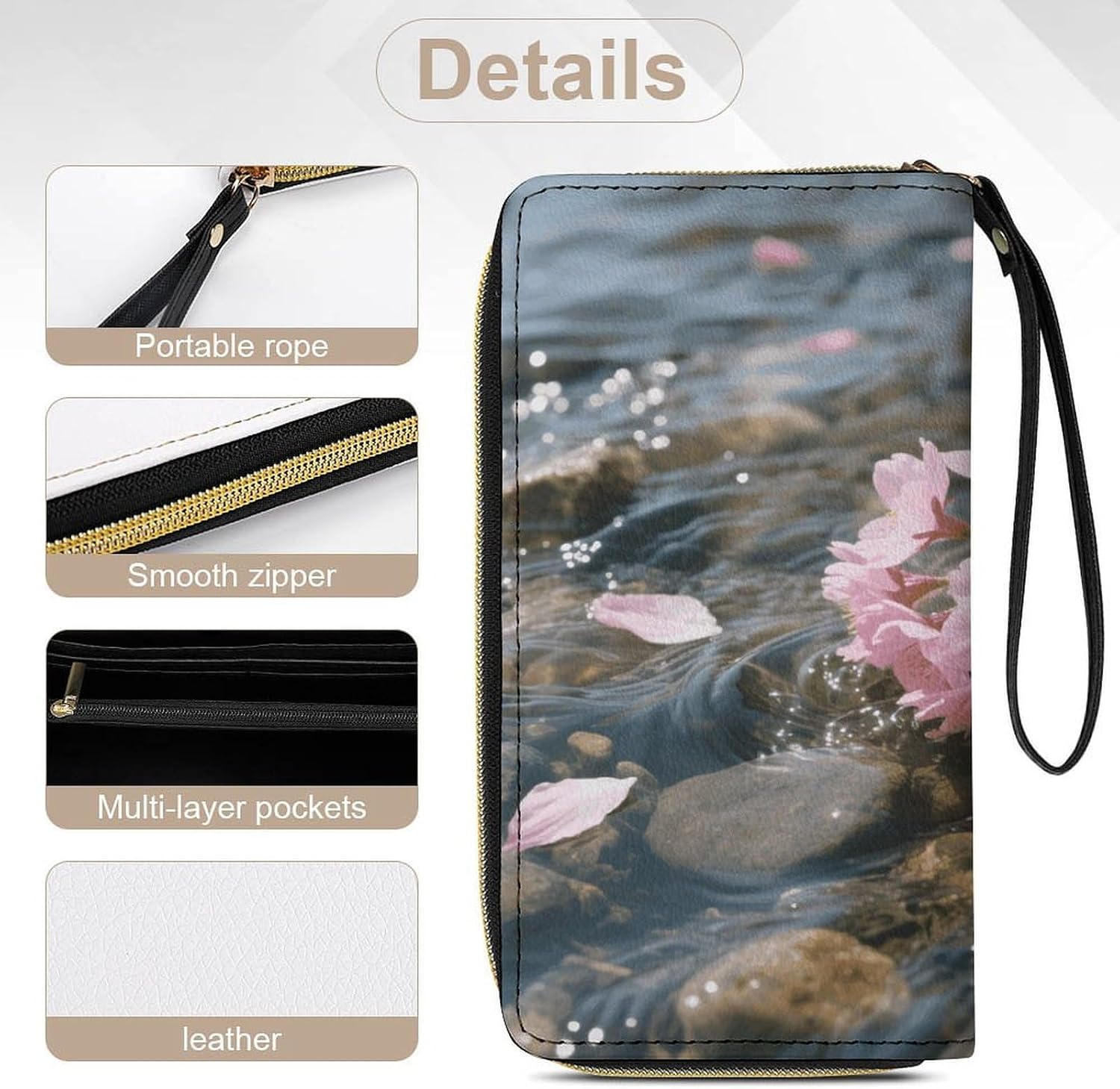 Peach Blossom in Water PU Leather Stylish Wallet image 5