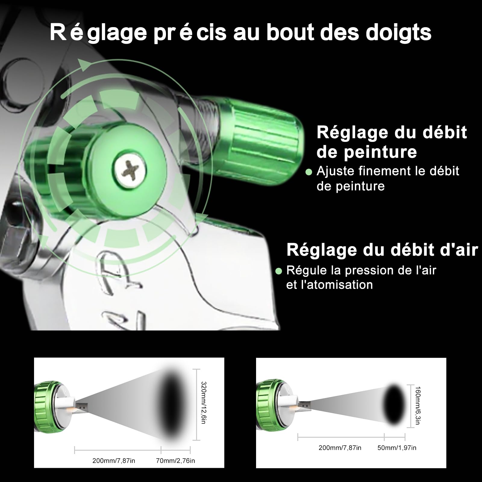 LVLP - Pistola de pulverización de Aire con 10 Tazas mezcladoras Desechables y regulador de Aire, Boquilla de 1.3/1.7/2.0 mm, Pistola de Pintura para automóviles, Pintura de casa, Muebles
