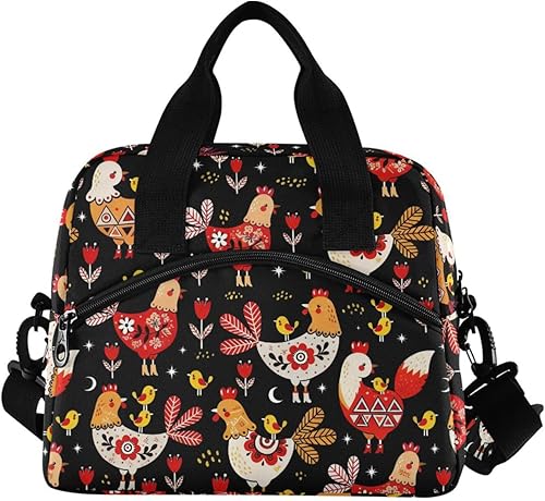 Miniatura 2 de Bolsa de almuerzo aislada de gallo y pollos para mujeres y hombres, reutilizable, resistente al agua, bolsa de almuerzo para la escuela, trabajo,