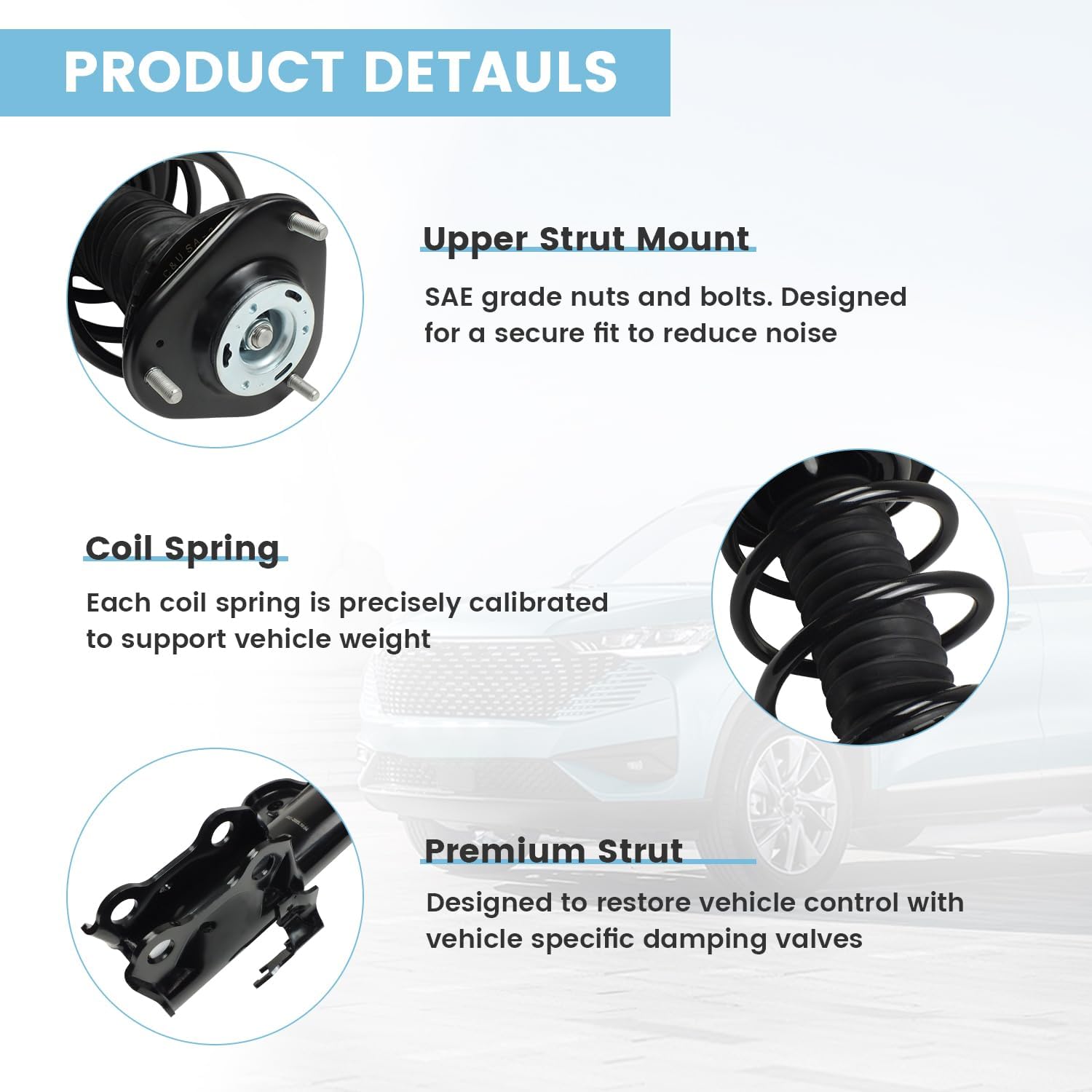 2PCS Front Struts Shocks Assembly w/Coil Spring Fit for 2006-2008 Toyota RAV4 2.4L L4, for 2009-2012 Toyota RAV4 2.5L L4 Front Shock Absorbers, Left & Right Replace 172275 172276
