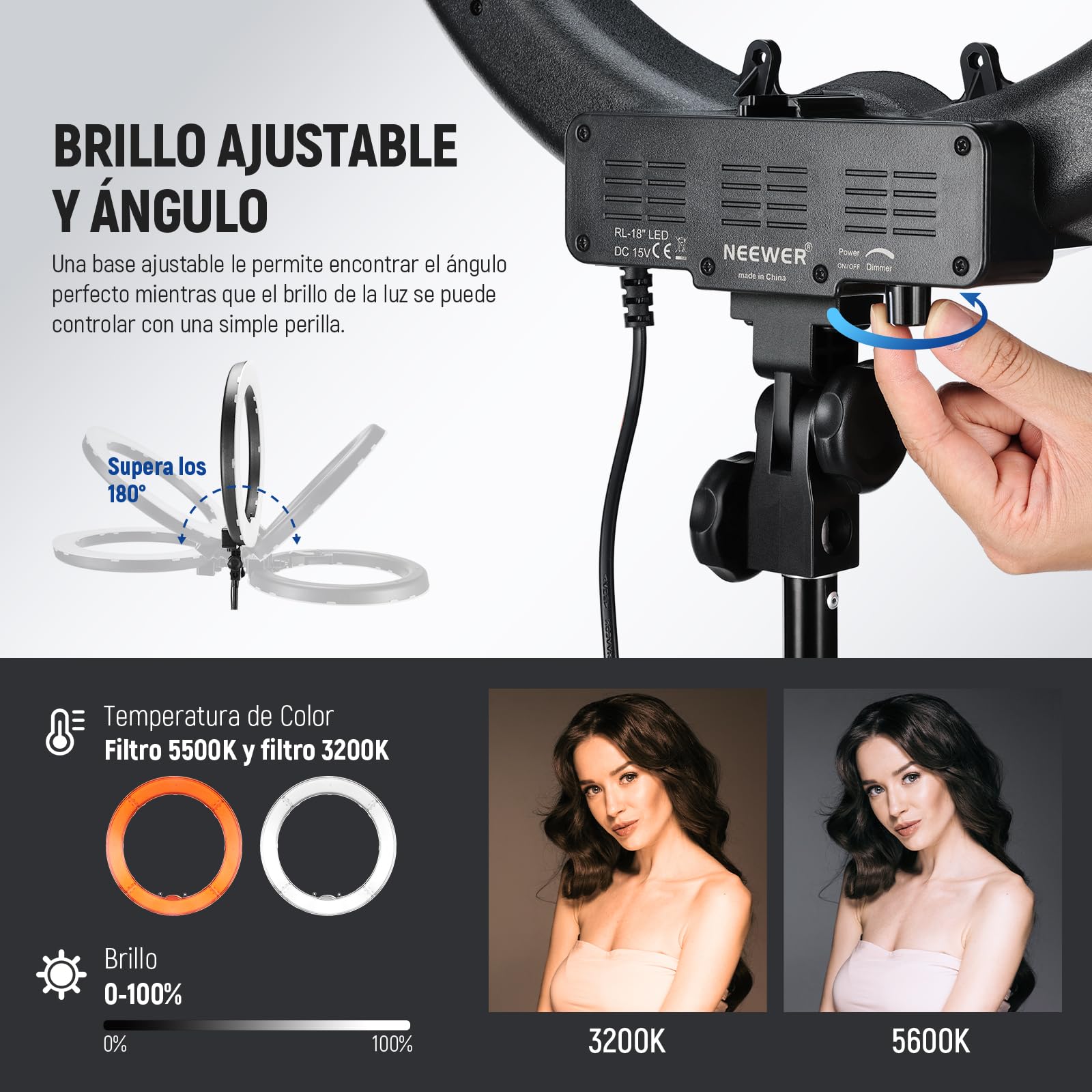 NEEWER RL-18 Ring Light 18inch Kit: 55W 5600K Professional LED with Stand — Amazon image 4