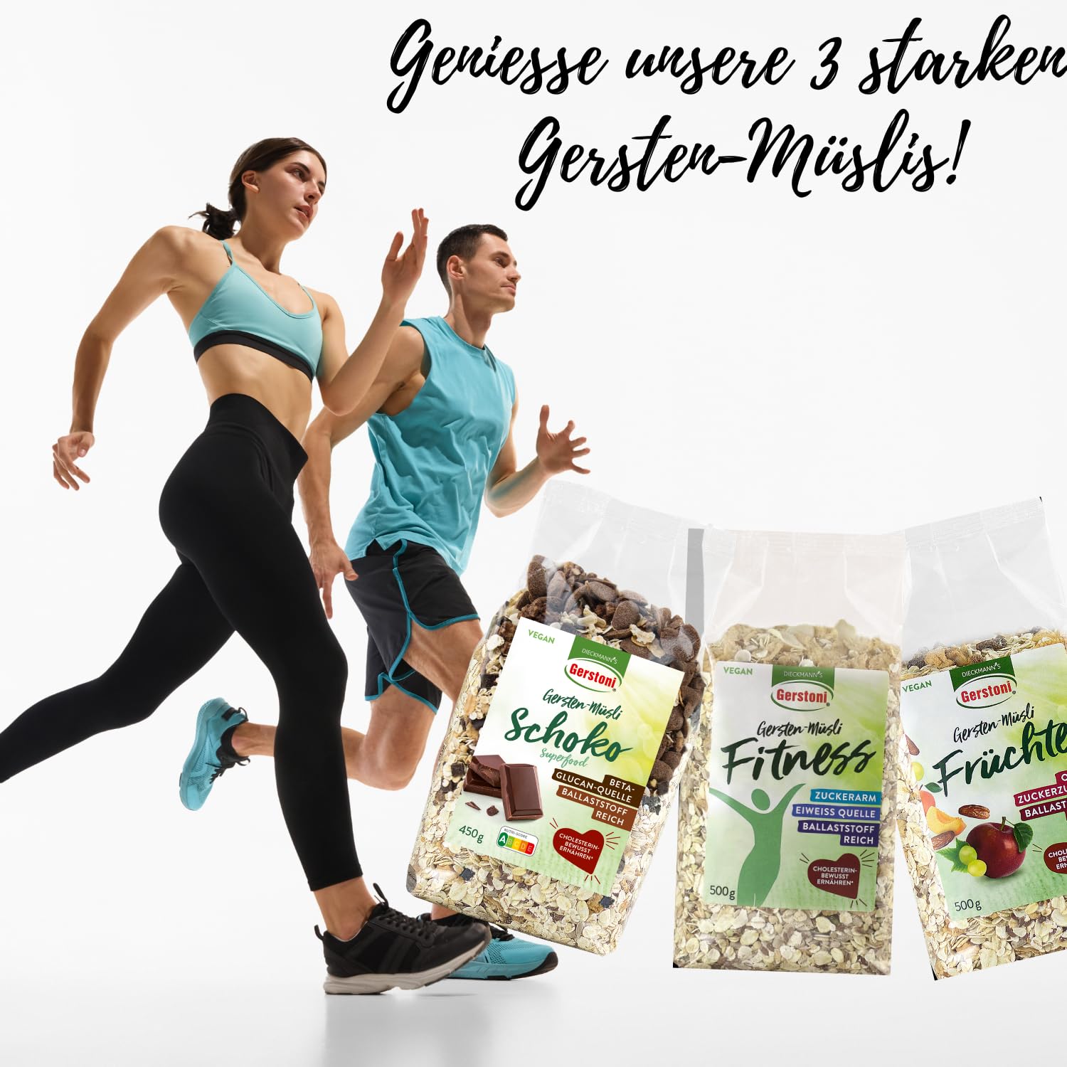 Gerstoni Gersten-Müsli Früchte 12x500g - Ballaststoffreiches Früchtemüsli ohne Zuckerzusatz - Premium-Gerstenflocken regional angebaut - mit pflanzl. Beta-Glucan für Genuss & Wohlbefinden