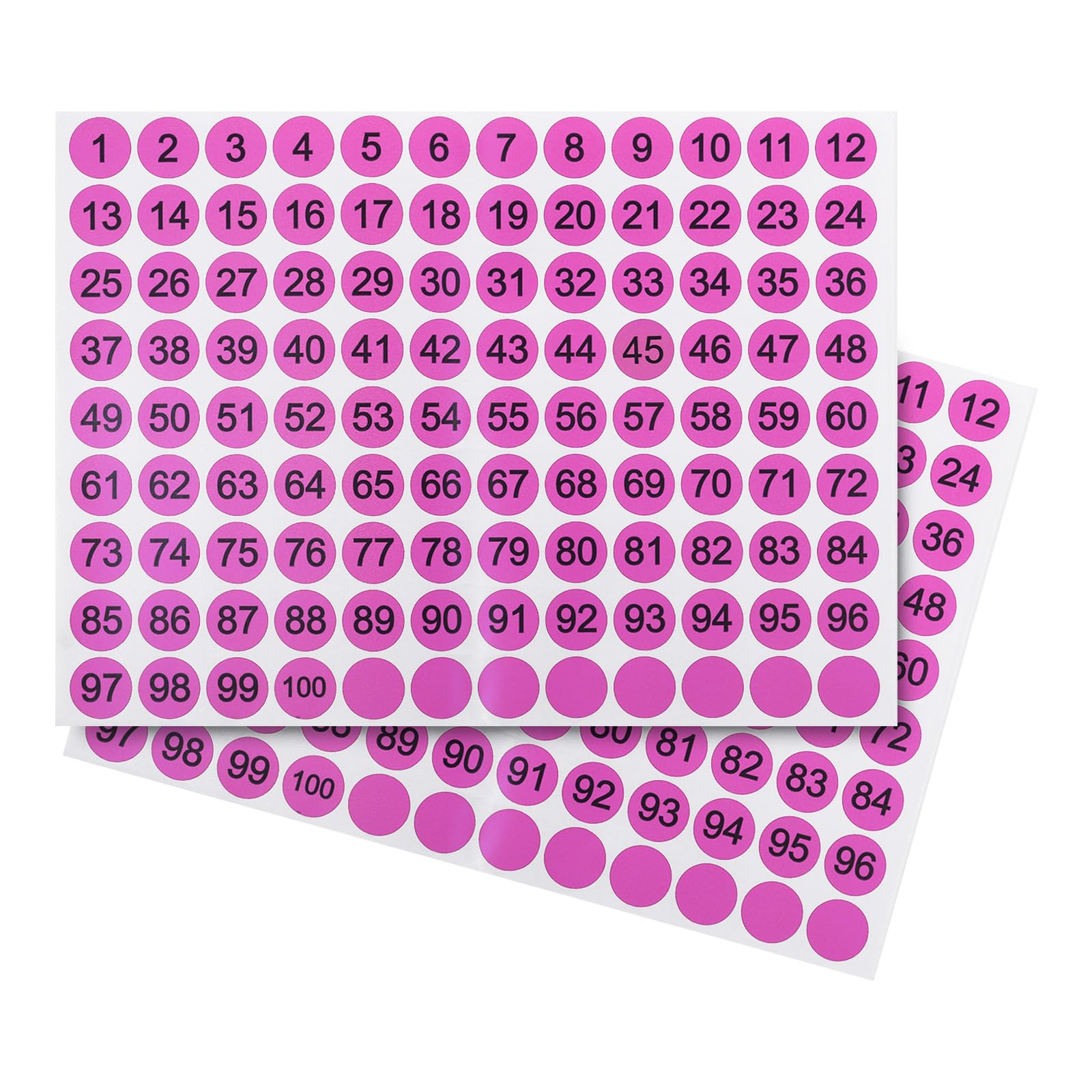 PATIKIL Pink Round Number Sticker, 0.8" (2cm), 5 Pcs Waterproof Vinyl Decal for Inventory Storage, Organization