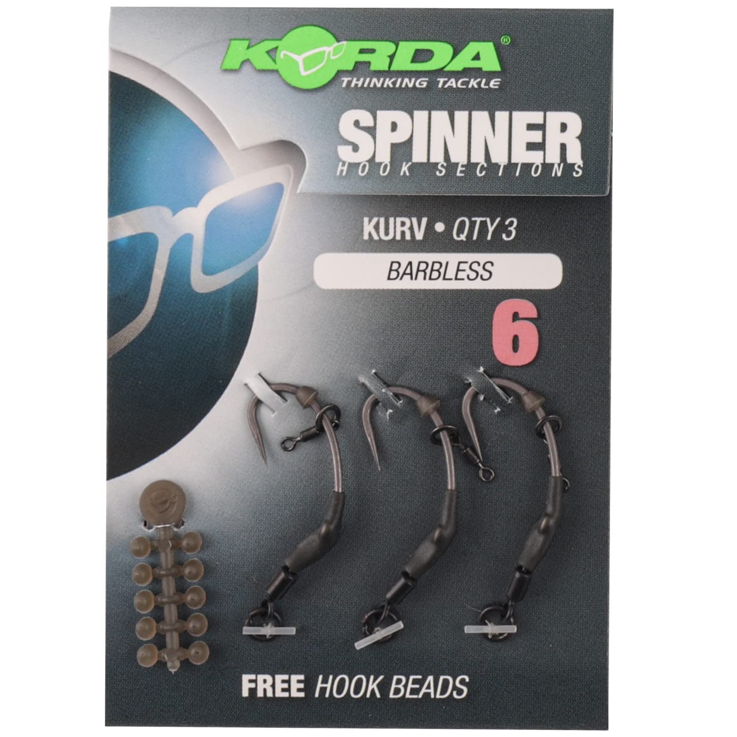 Korda Spinner Hook Sections Krank OR Kurv Barbed OR Barbless Packs Of 3: Kurv Barbless 6