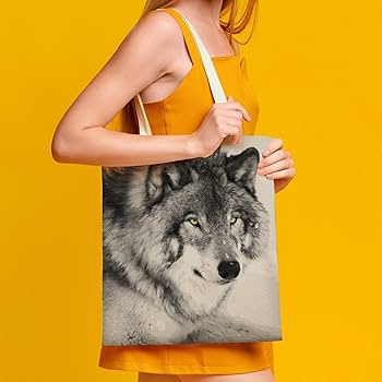 ショルダーバッグを下げたハイイロオオカミさん Amazon.co.jp: 手提げ袋 狼 オオカミ 買い物袋 メンズ レディース エコ