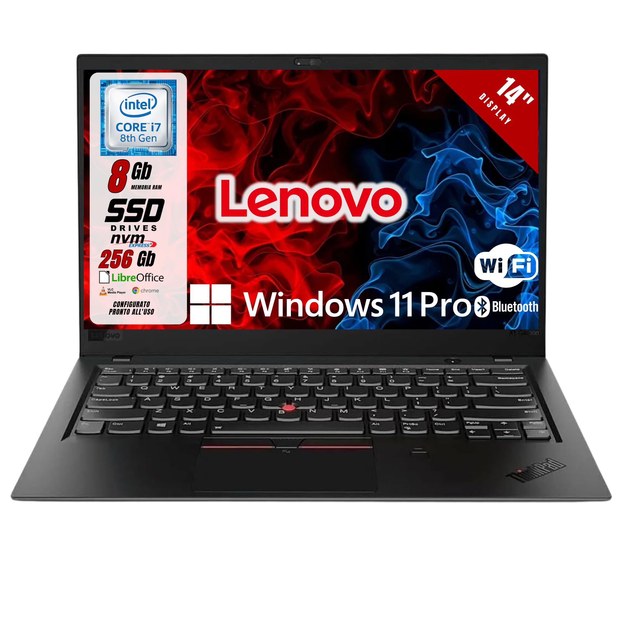 Lenovo ThinkPad X1 Carbon Gen6 i7‑8550U 8GB SSD 256GB (Ricondizionato)