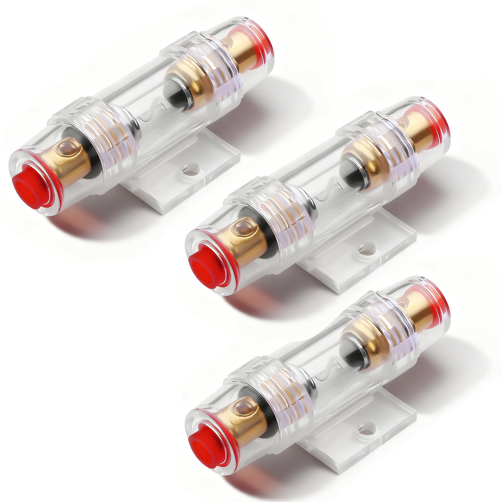 CERRXIAN 3-teiliger 60-A-Inline-AGU-Sicherungshalter, 4-8 Gauge AWG, 60 Ampere AGU-Sicherheitssicherung, vergoldetes Glas, für Kfz-Stromversorgungen, Car-Audio-Verstärker usw